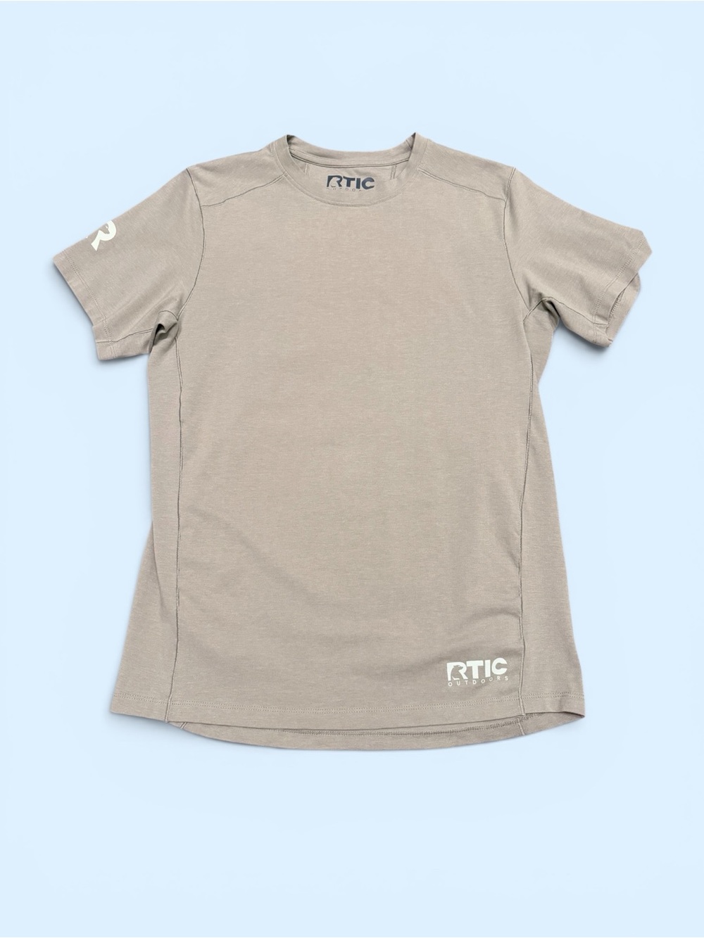 RTIC Outdoors Men's Short Sleeve Crew Neck Athletic Fit Logo Tee Beige S